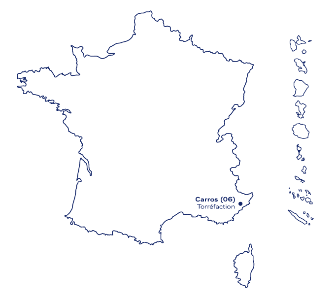 The coffee is roasted in Carros in the Alpes-Maritimes.